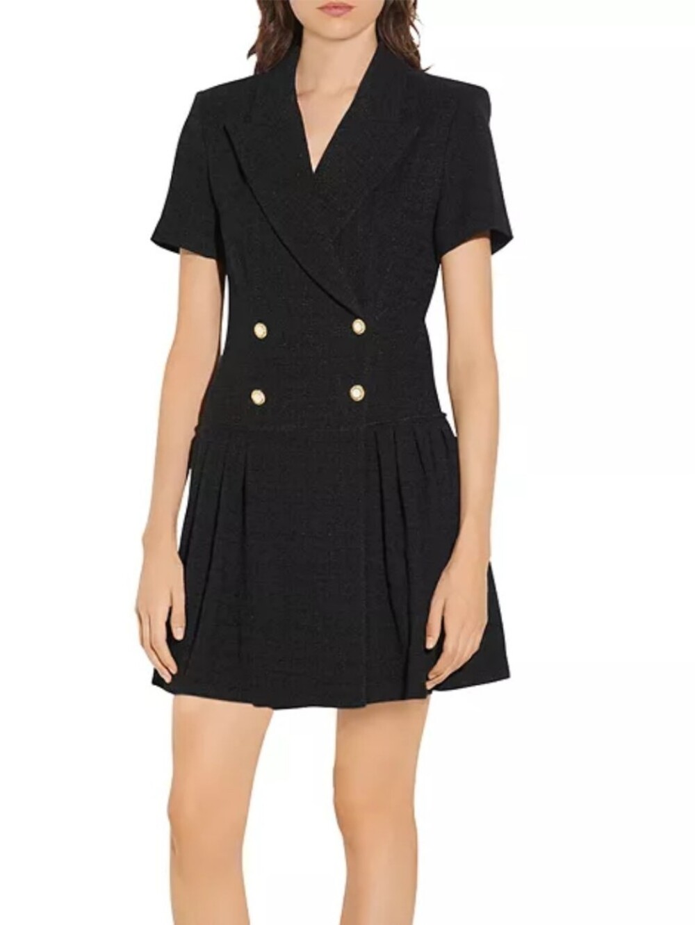 Sandro Rossa Black Tweed Dress